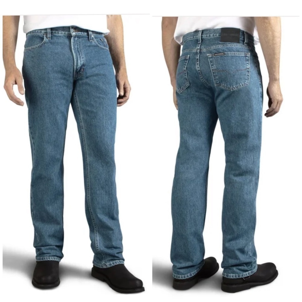 Harley Davidson Men's Jeans 38x34 Blue Medium Wash Biker Denim*